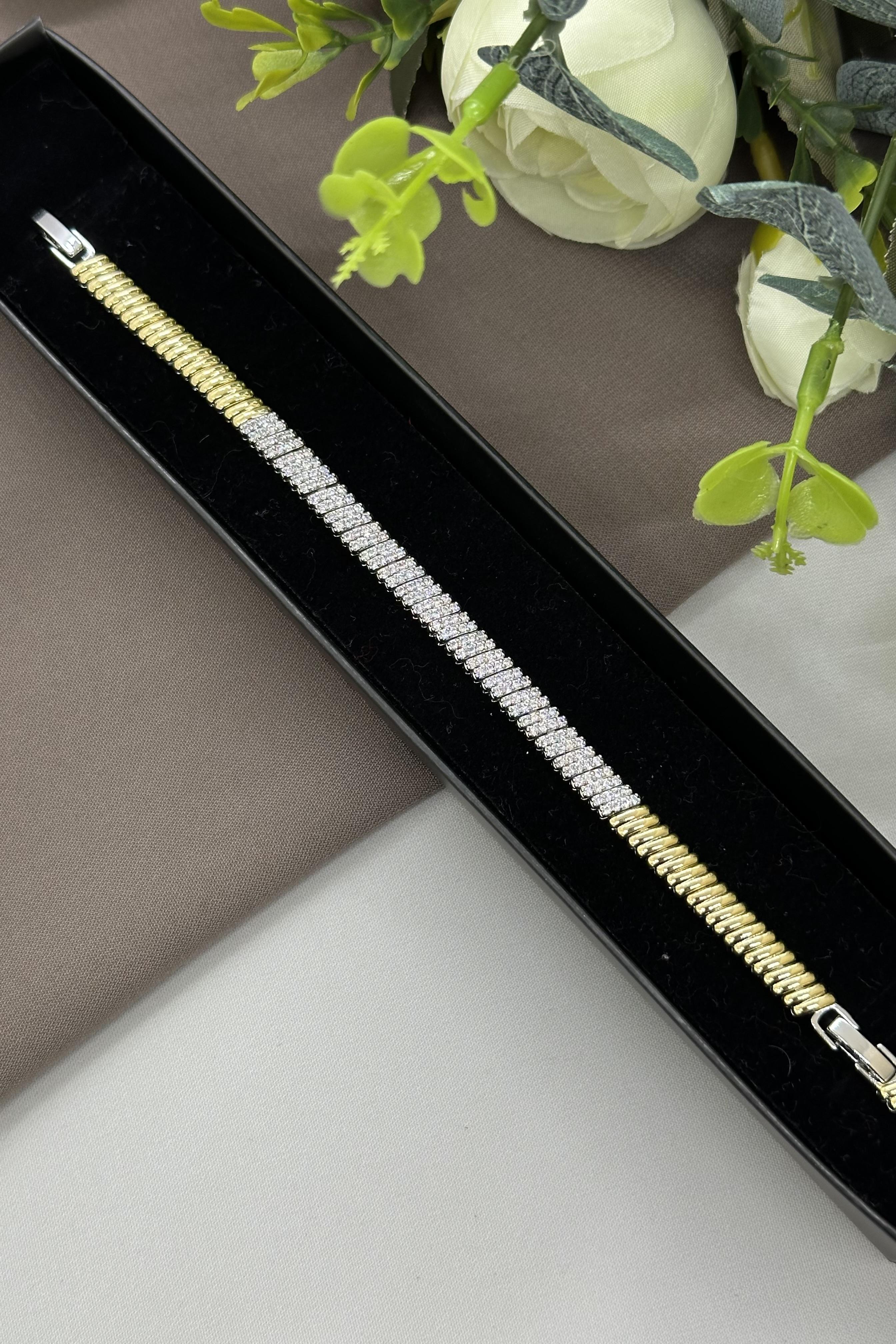 14K Taşlı Gold Vıp Bileklik