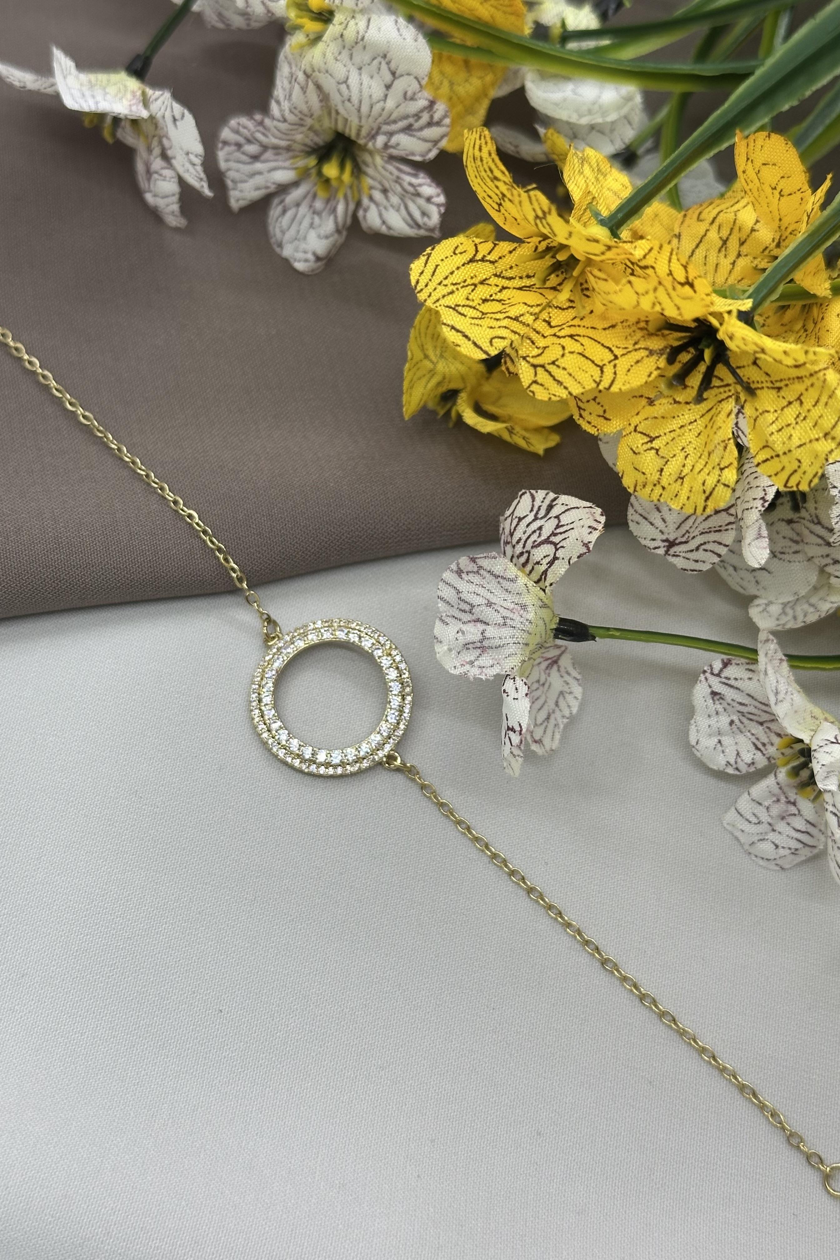 14K Taşlı Halka Model Gold Vıp Bileklik