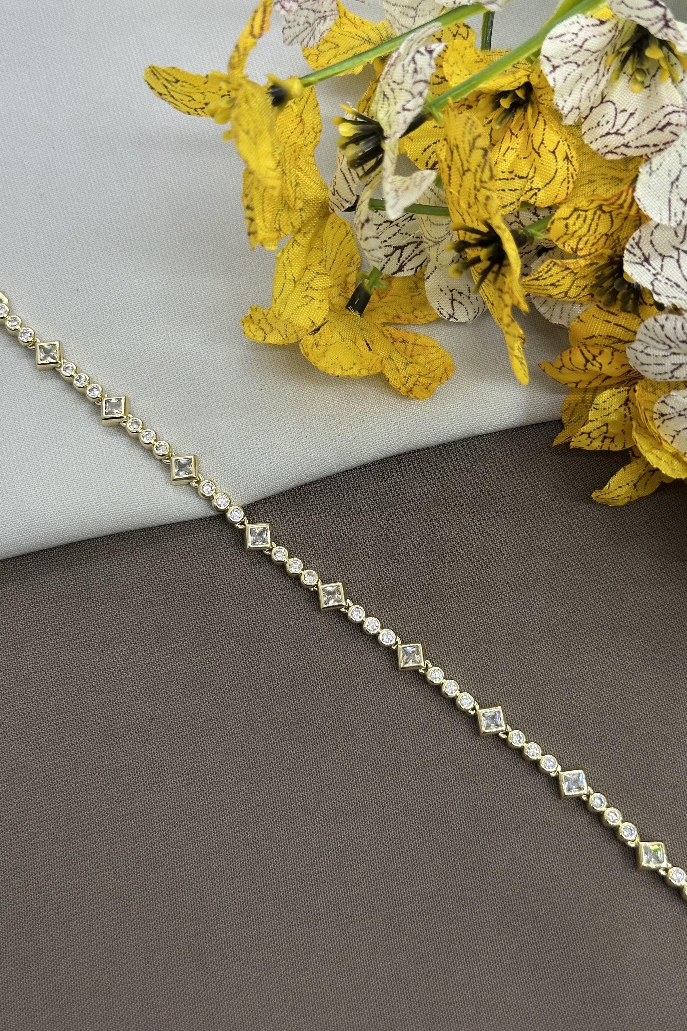 14K Taşlı Gold Vıp Bileklik