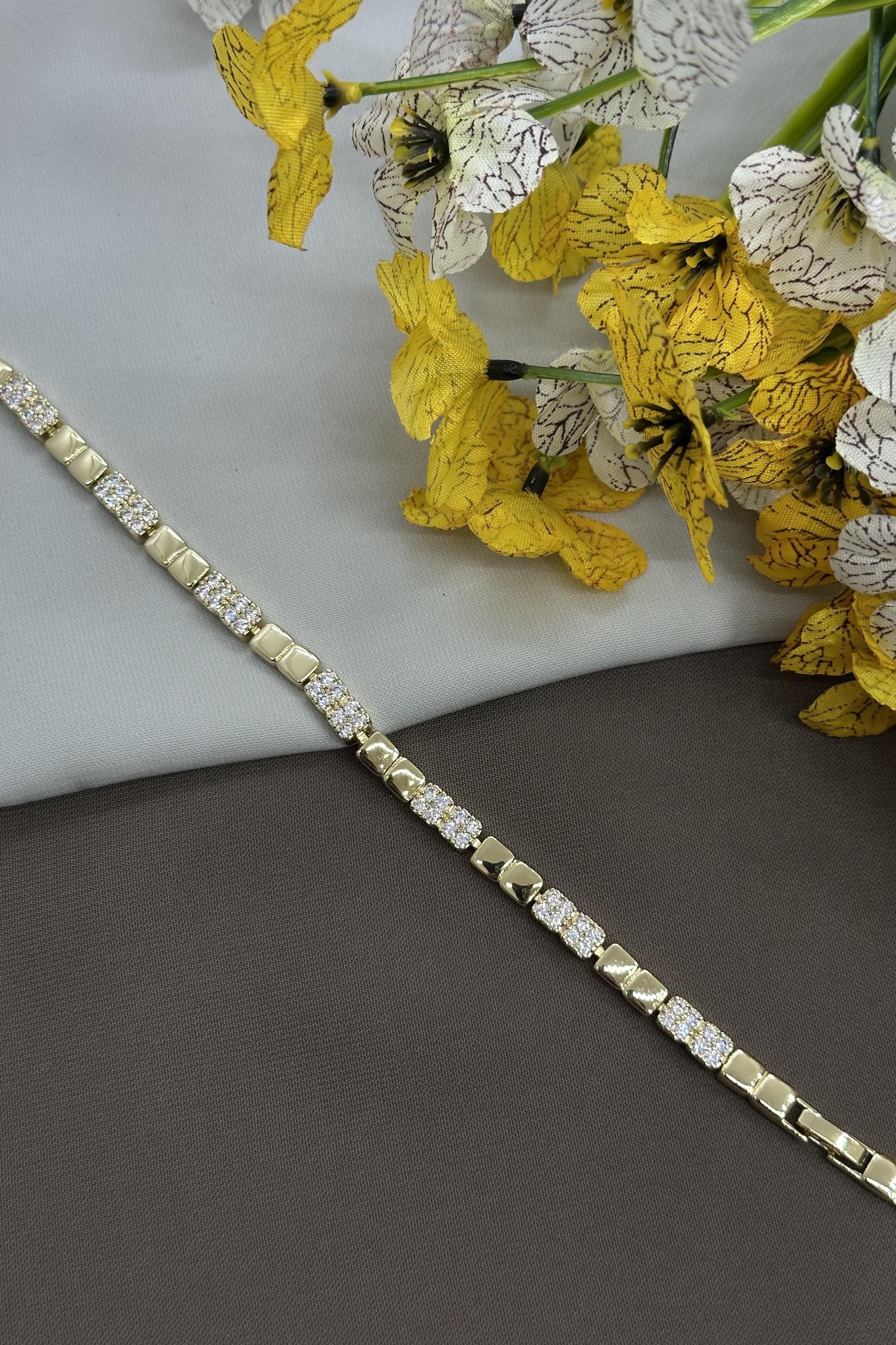 14K Taşlı Gold Vıp Bileklik