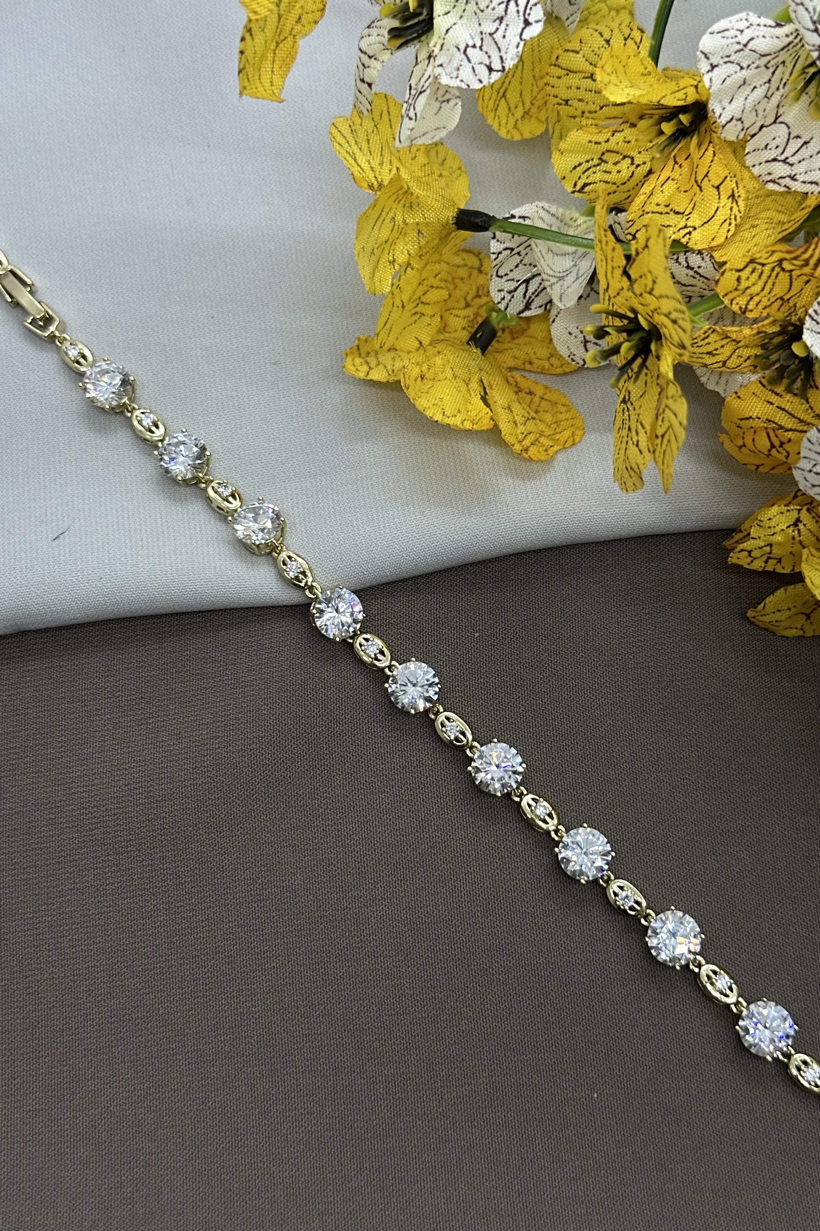 14K Taşlı Gold Vıp Bileklik