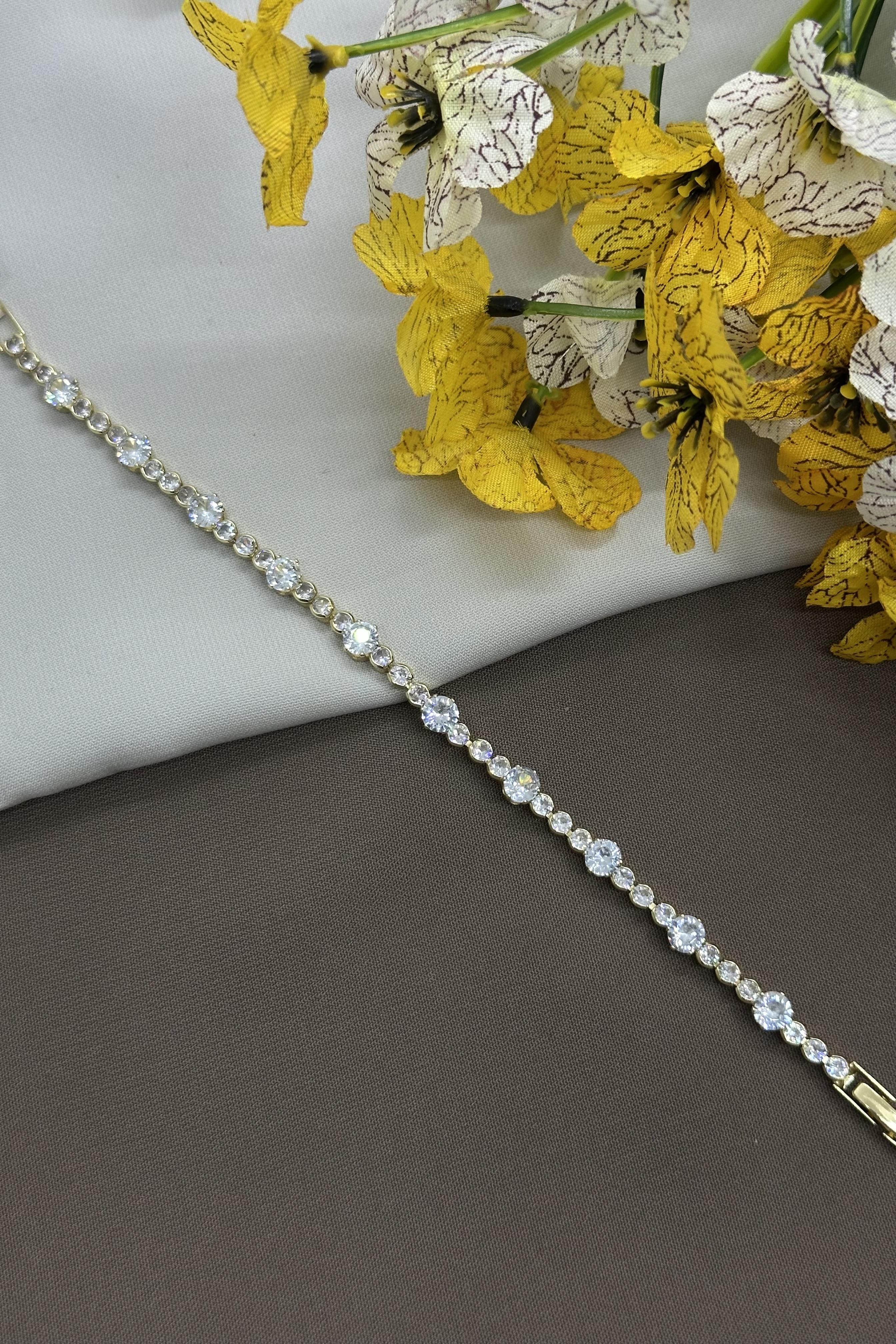 14K Taşlı Gold Vıp Bileklik