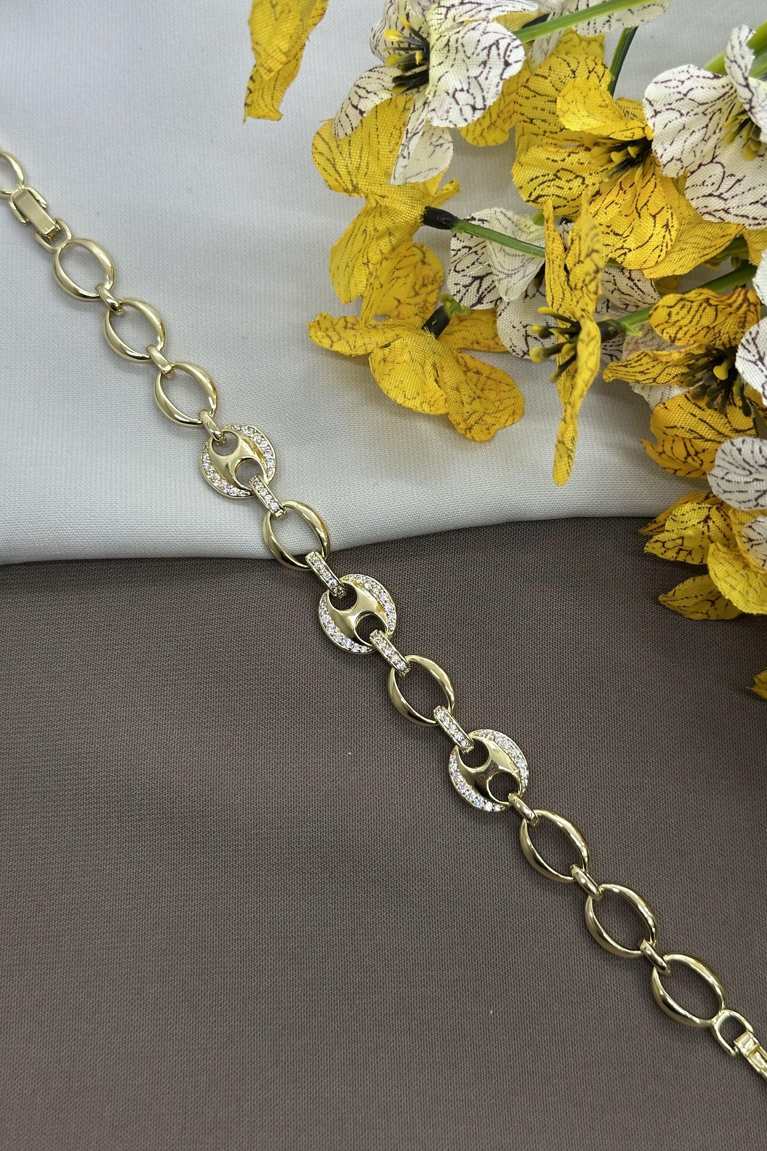 14K Düğme Model Gold Vıp Bileklik