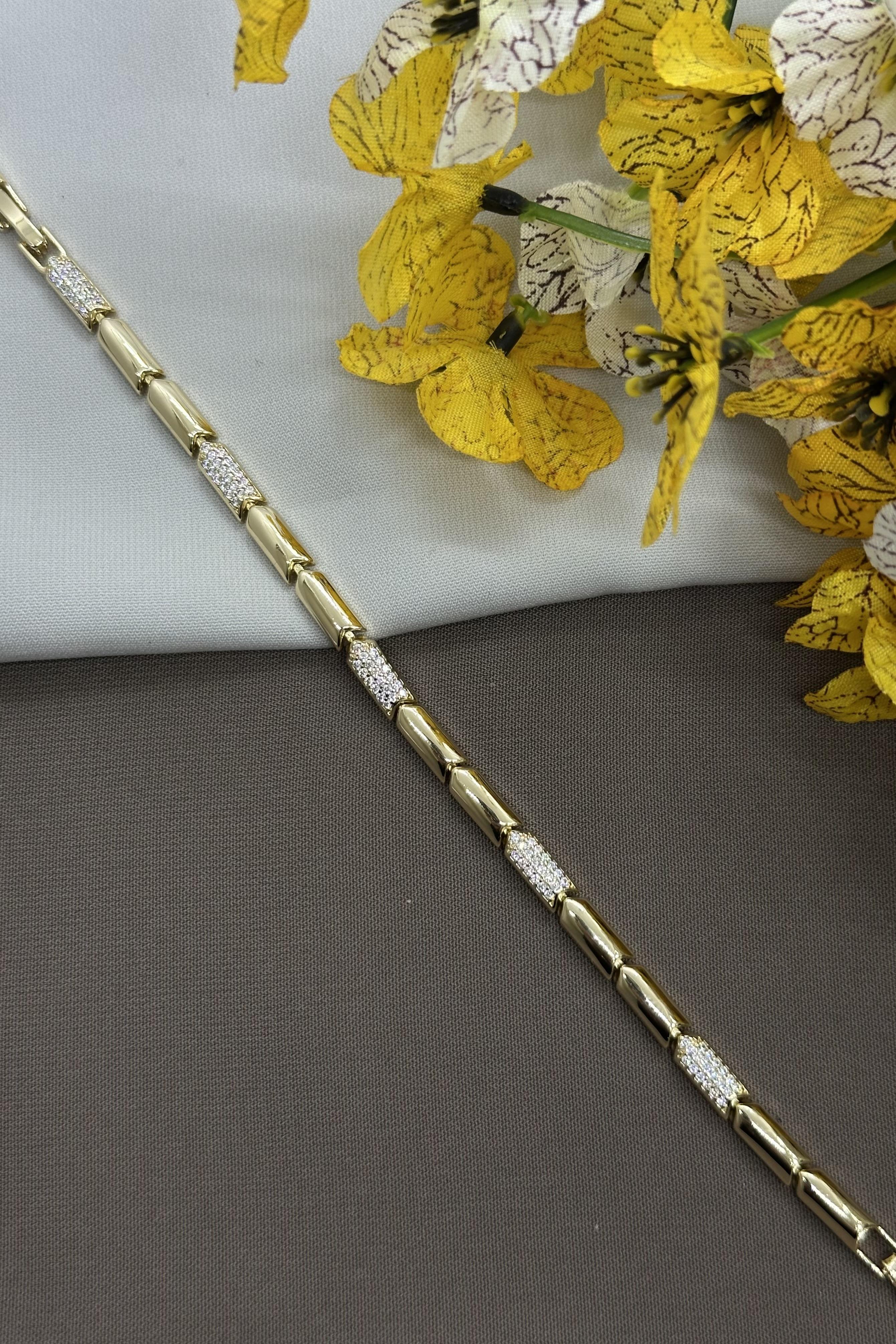 14K Çizgi Model Gold Vıp Bileklik