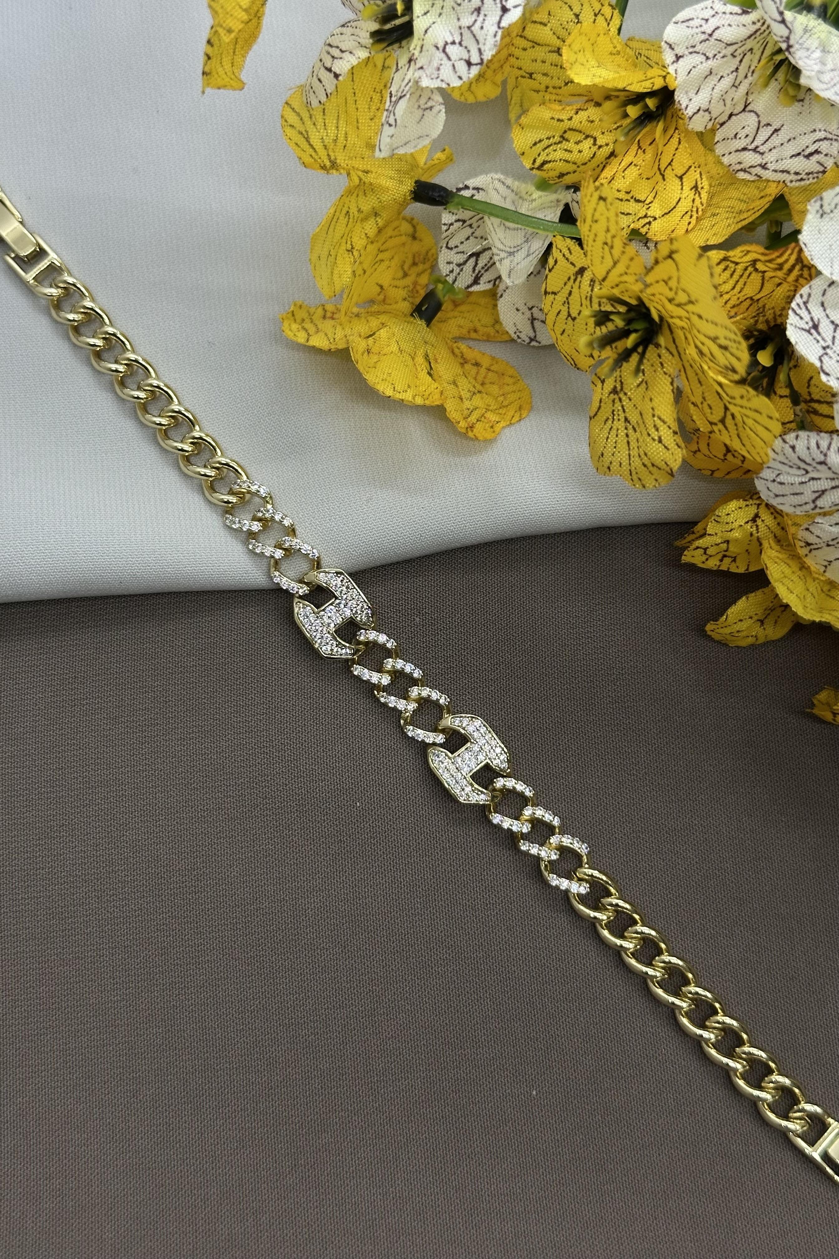 14K Düğme Model Gold Vıp Bileklik