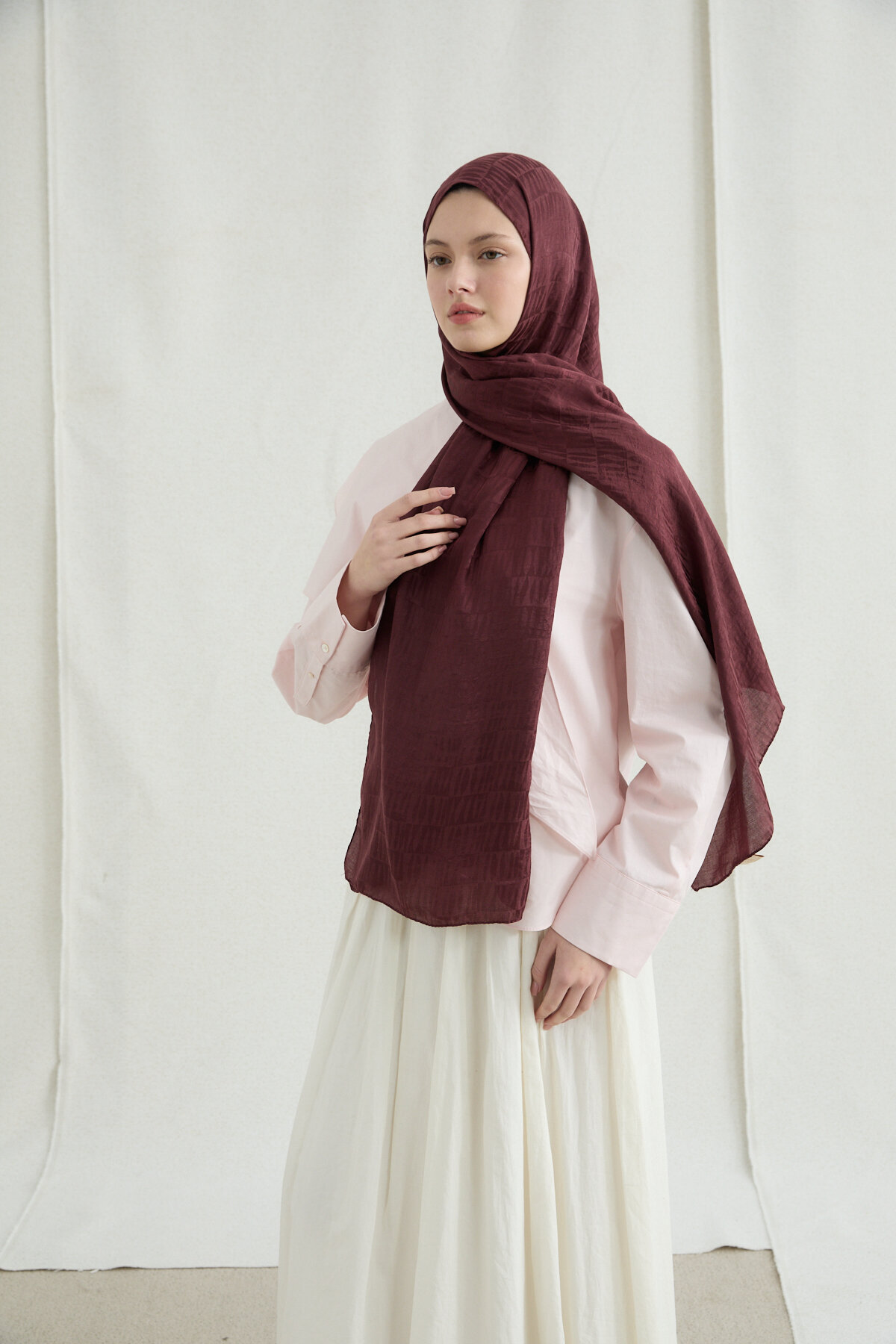 İtalyan Jakar Şal Column Desen - Cherry