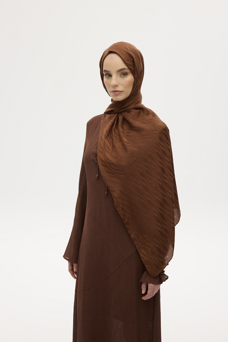 İtalyan Jakar Şal Dalga Desen - Sıcak Kahve