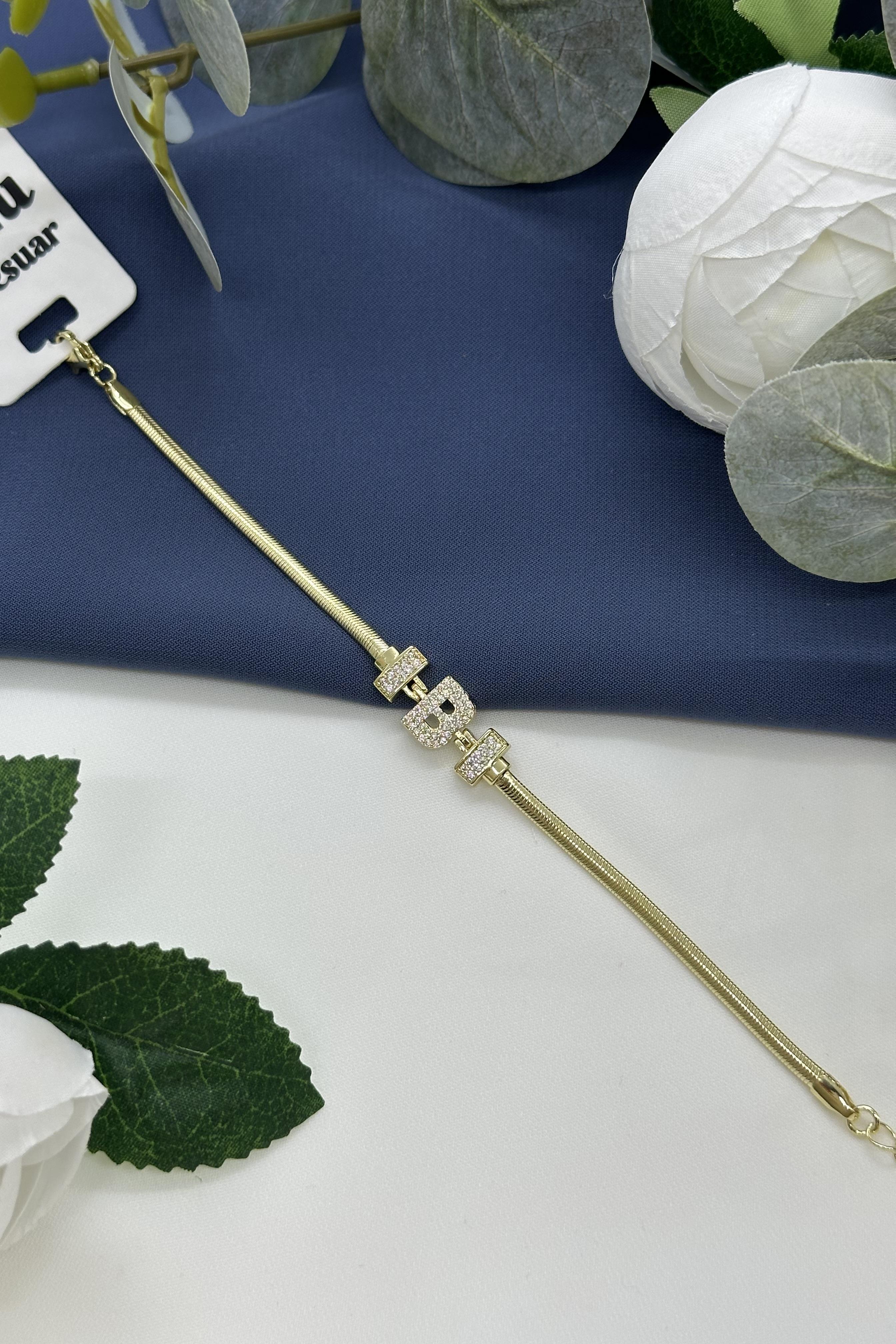 B Harfi Gold Vıp Bileklik