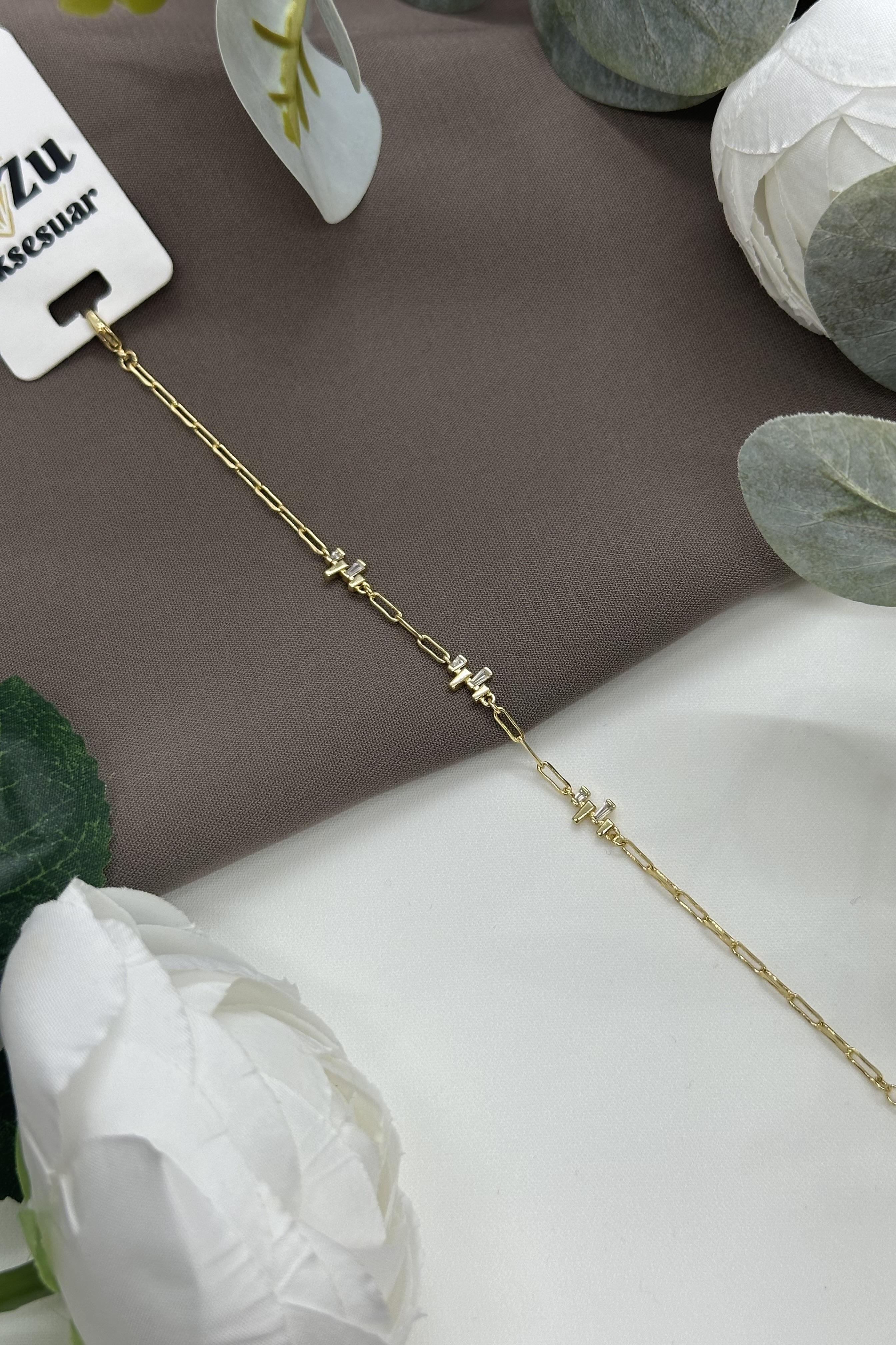 Taşlı Gold Vıp Bileklik