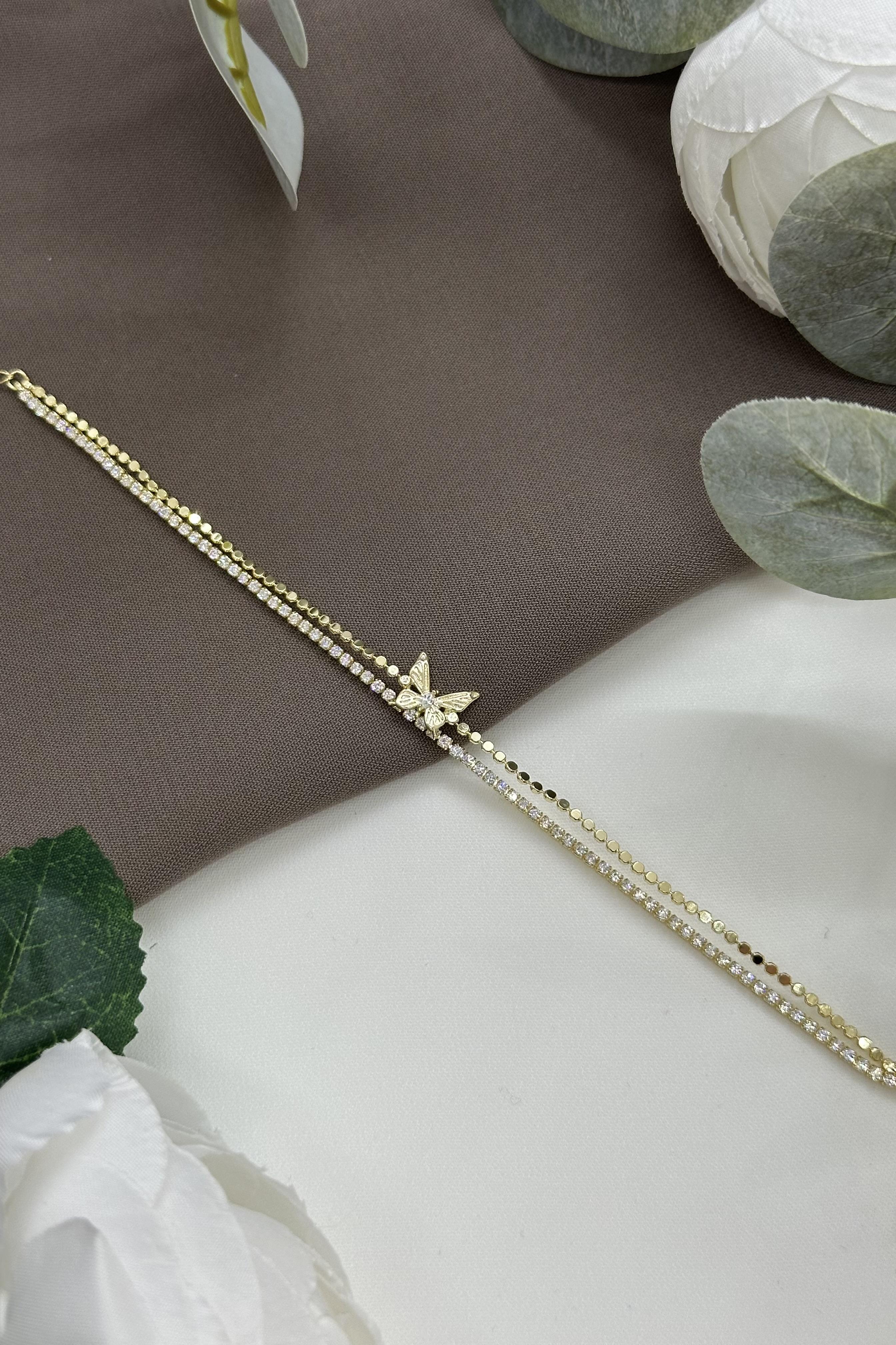 Kelebekli Gold Vıp Bileklik