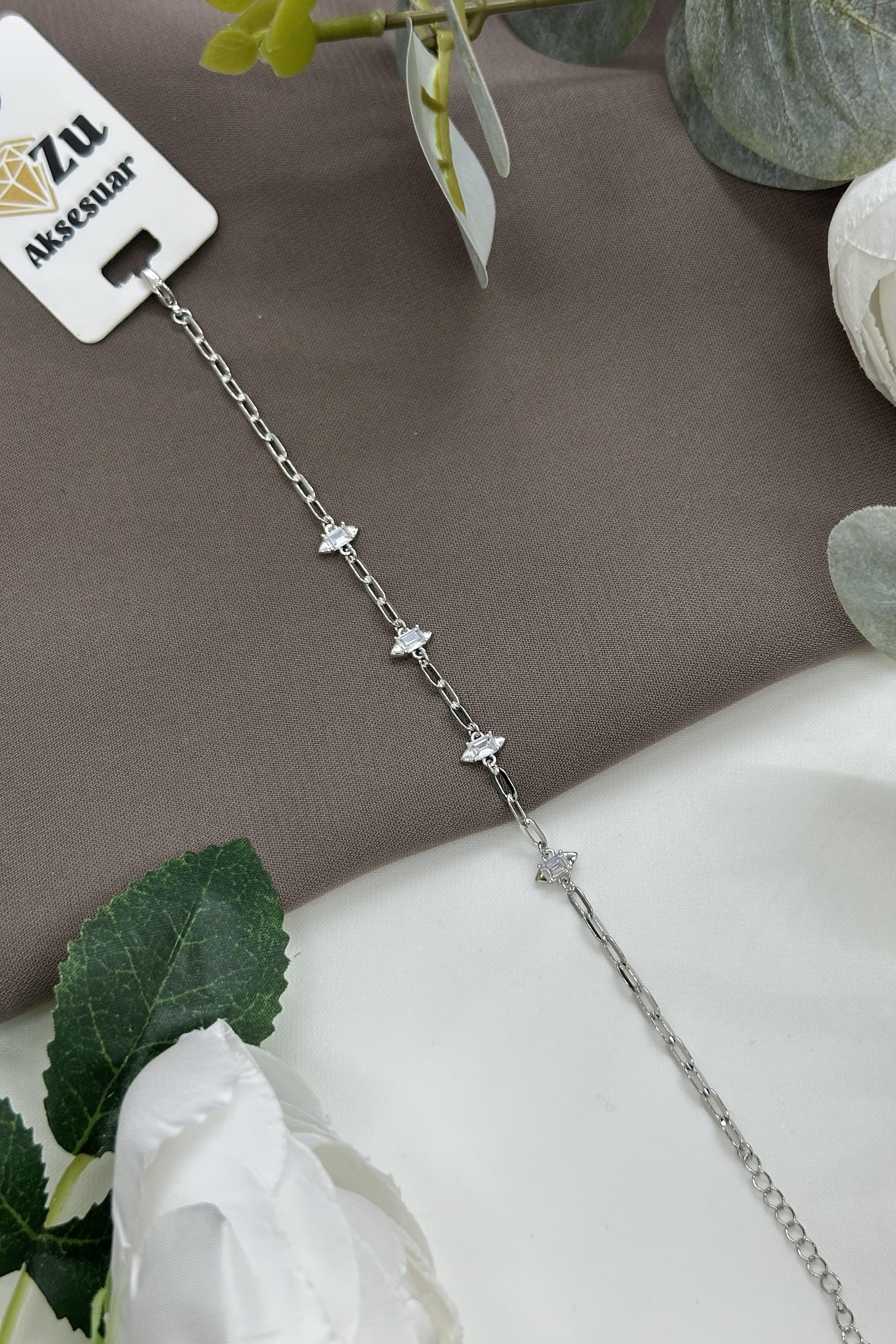 Taşlı Sılver Vıp Bileklik