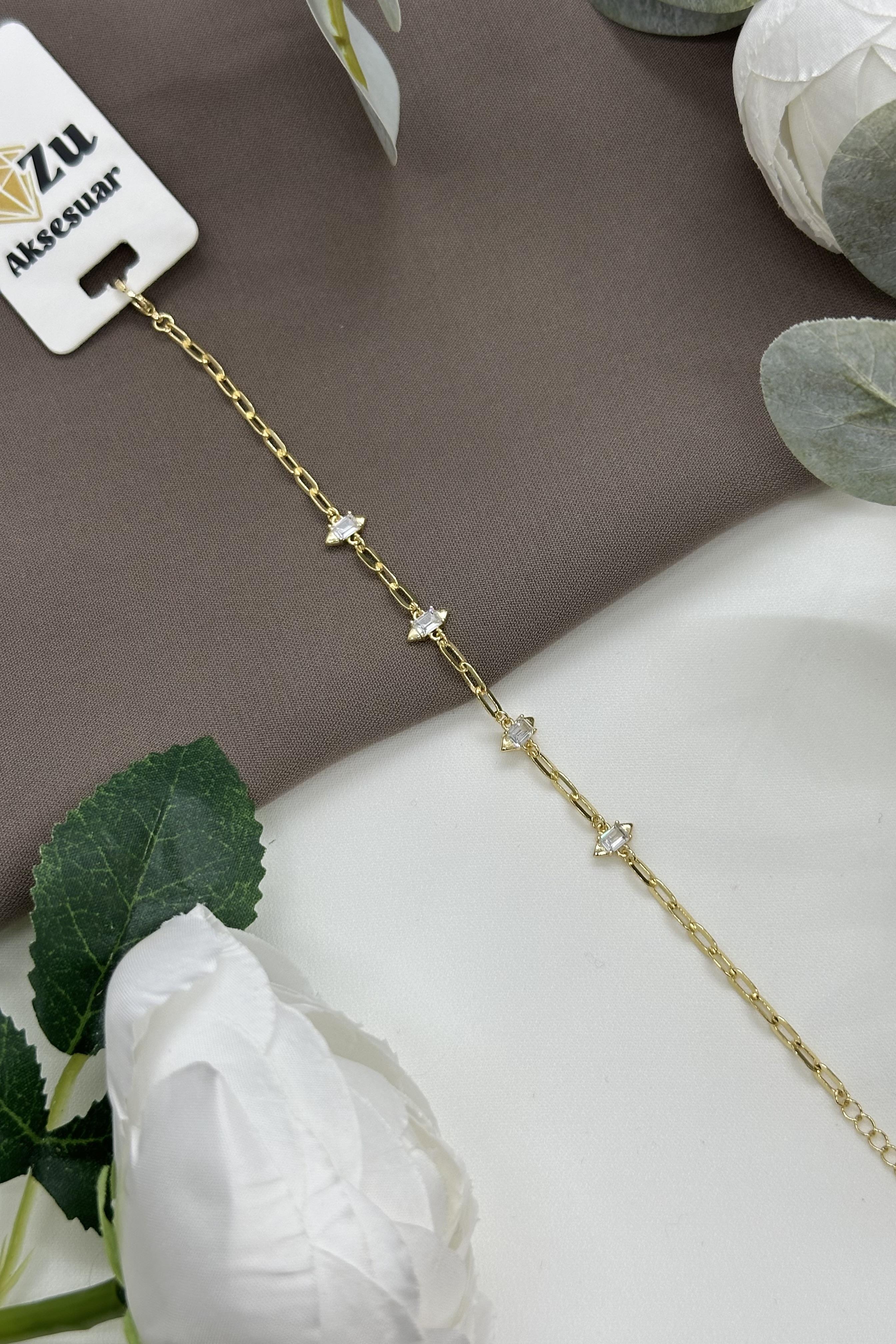 Taşlı Gold Vıp Bileklik