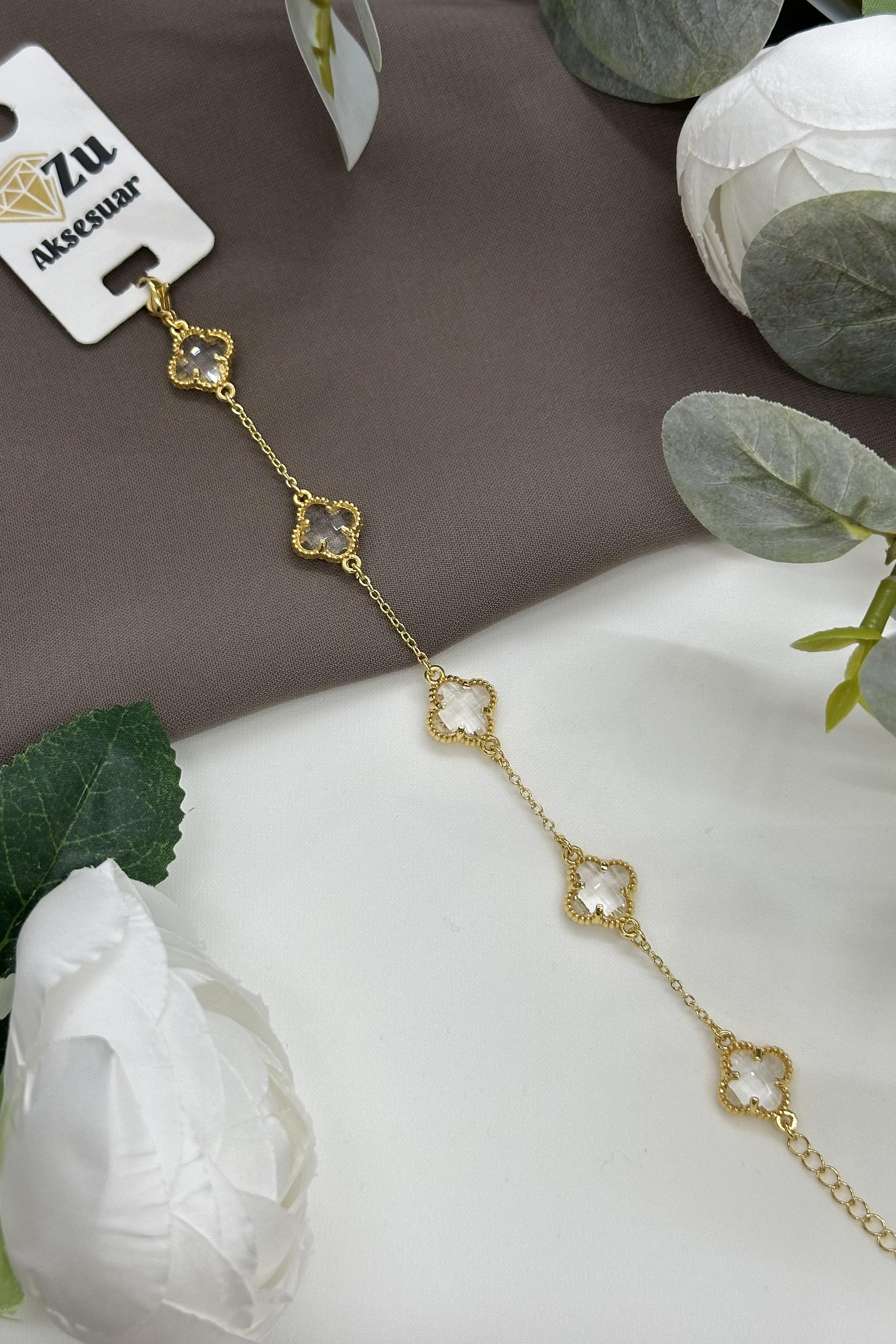 Gold Yonca Model Çelik Bileklik