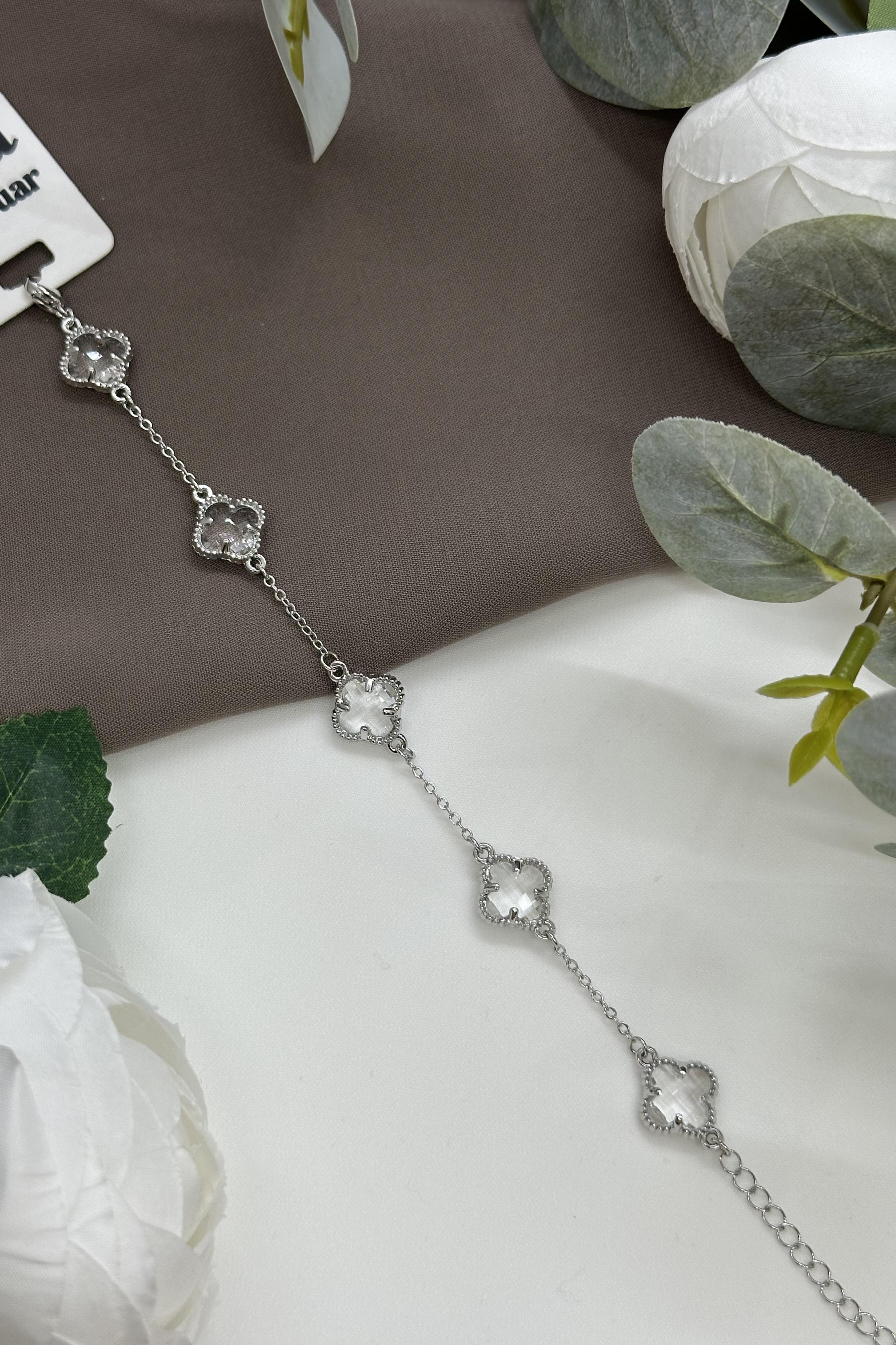 Sılver Yonca Model Çelik Bileklik