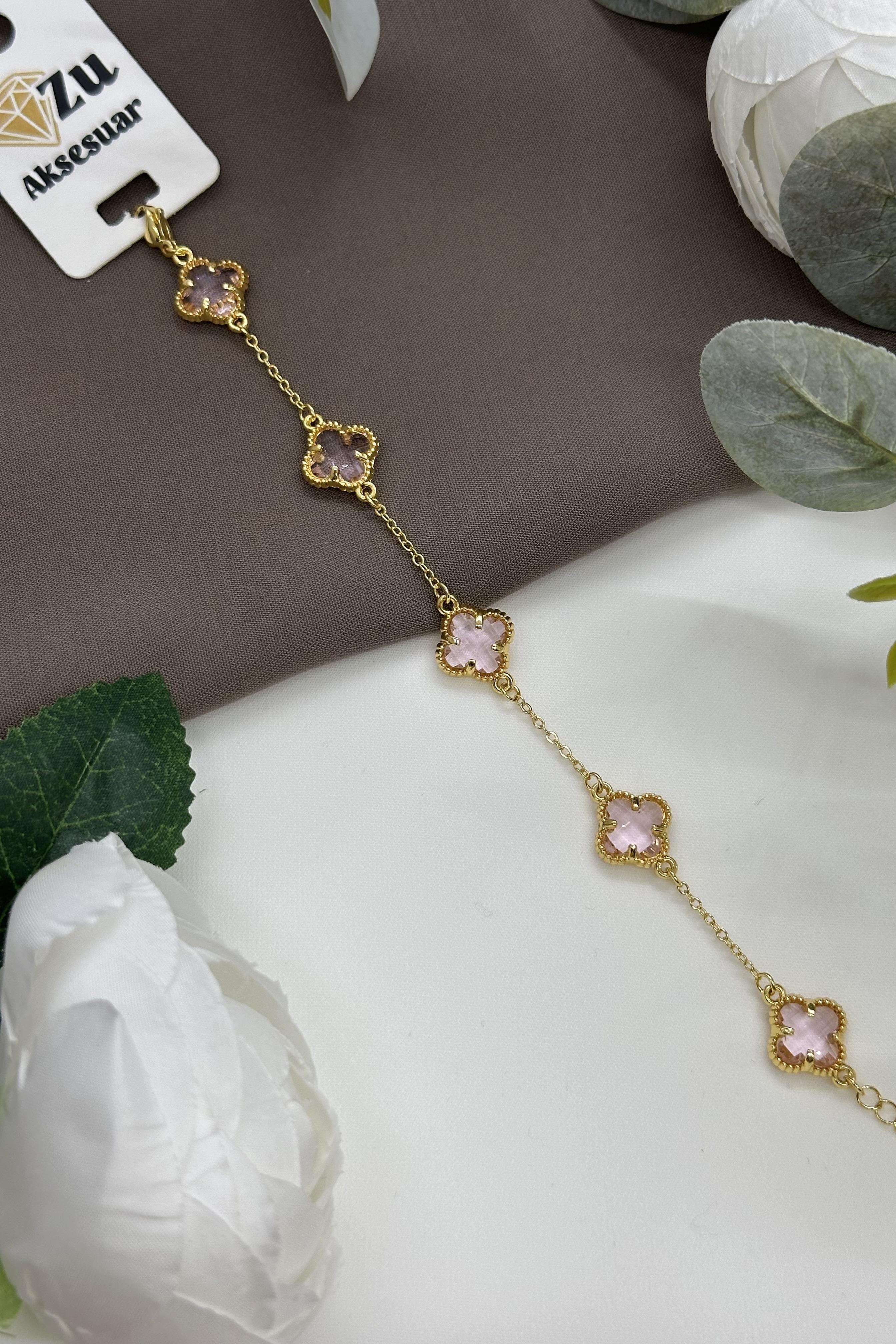 Gold Pembe Taşlı Çelik Bileklik