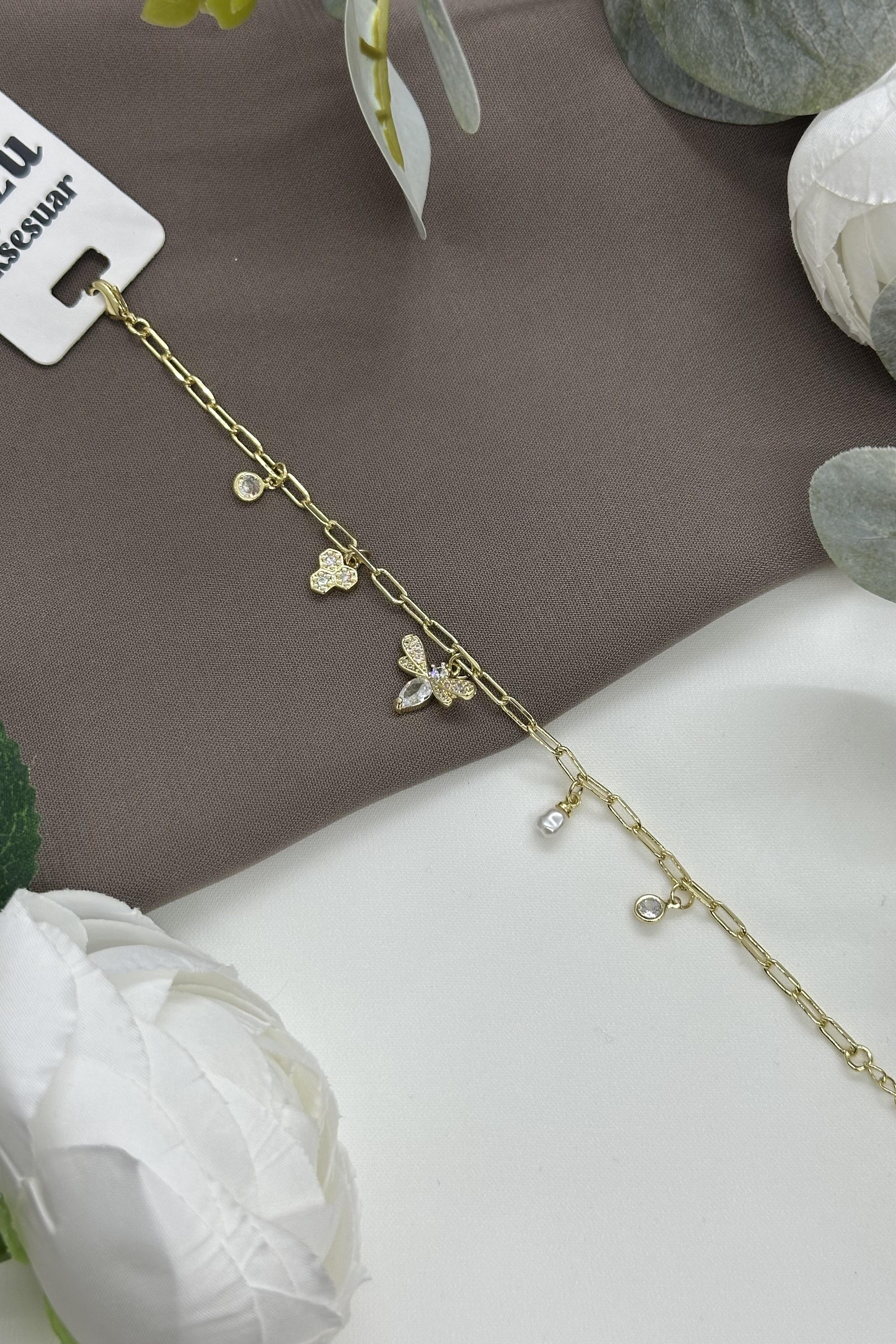 Kelebekli Gold Vıp Bileklik