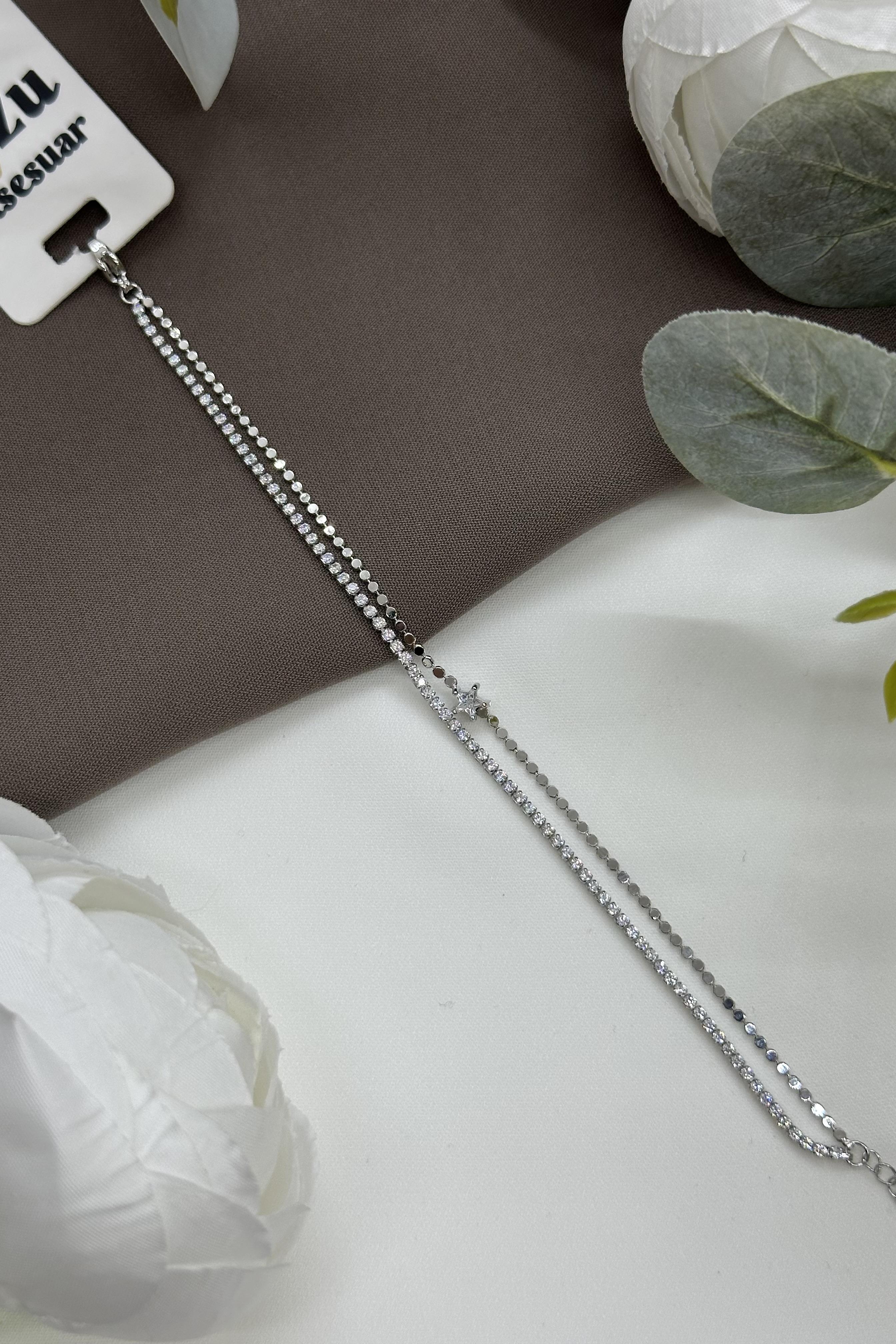 Yıldızlı Sılver Vıp Bileklik