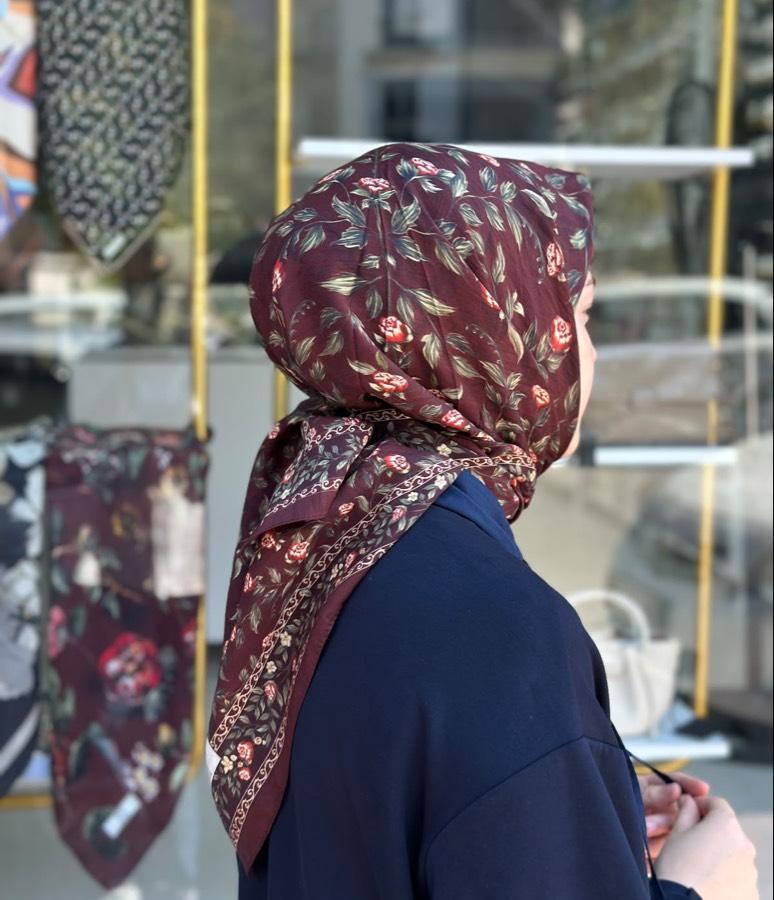 Fresh Scrafs Bordo Çiçekli Eşarp