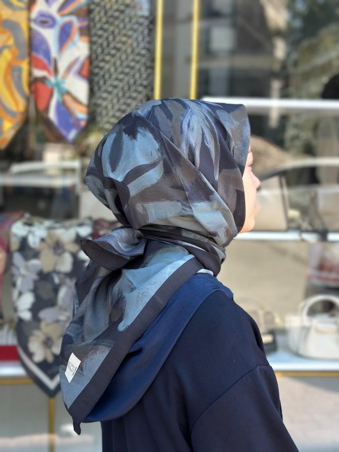 Fresh Scrafs Lacivert Boya Desenli Eşarp